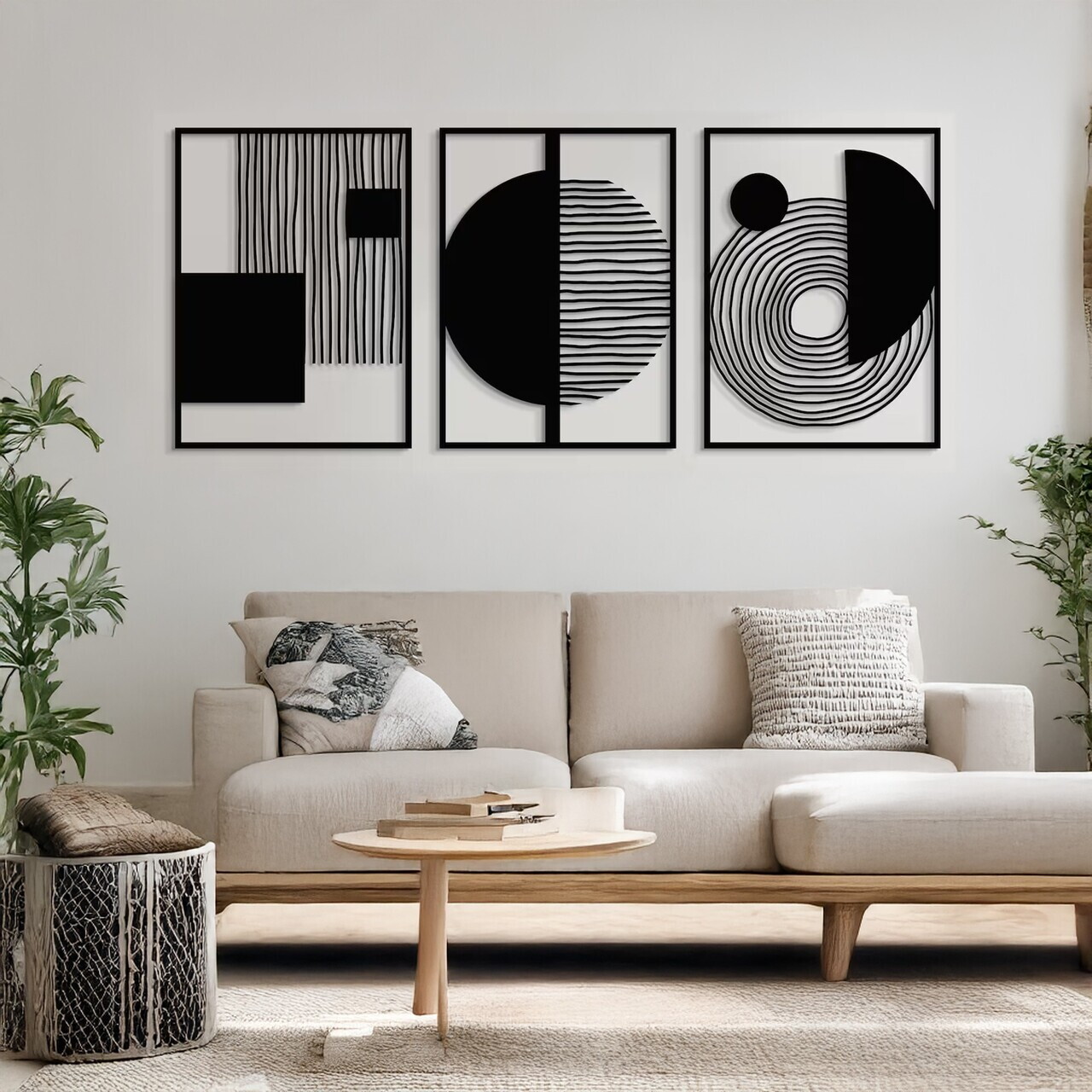 Set de accesorii decorative de perete din metal, DCV-1106-MT, Dimensiune: 37 x 50 cm (3 bucăți), Negru — imaginea 2