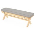 Set 2 banchete + masa + umbrela, Kids Picnic, lemn de brad, natural/gri
