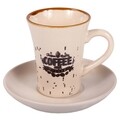 Set 6 cesti cu farfurie pentru cafea Morning Coffee, Creaciones Meng, 80 ml, ceramica