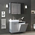 Set Dulap de Baie cu Chiuvetă și Oglindă (2 Piese), Hanah Home, Dubai Sepetli, PAL, Gri deschis