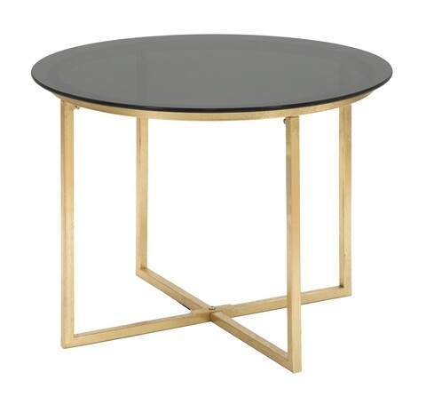 Masuta de cafea, Glam Round, Mauro Ferretti, 58x43 cm, otel/sticla, negru/auriu