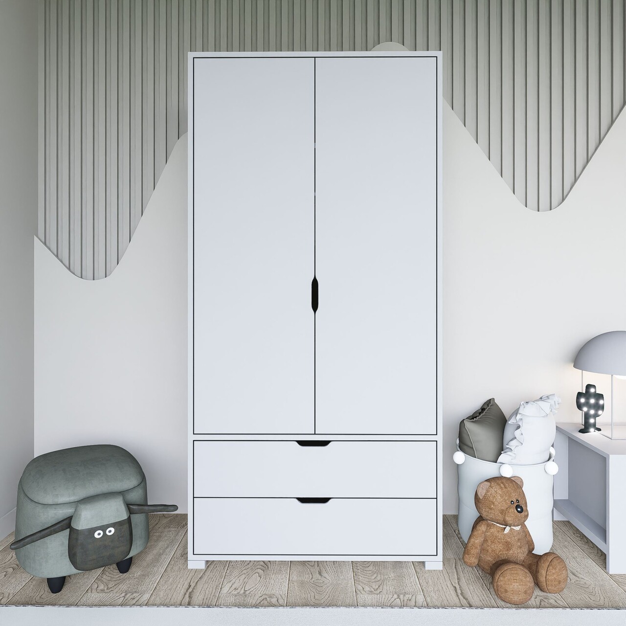 Dulap pentru haine, Miwood, 90 cm 1600-016, Alb - 1 | YEO