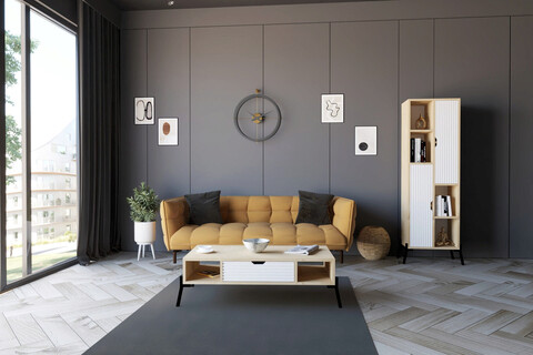 Masuta de cafea, puqa design, faro, 100x28.2x50 cm, pal, stejar safir / alb
