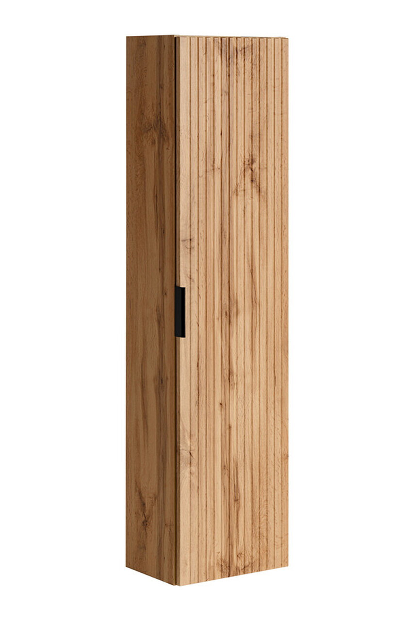 Set mobilier Adel Oak 60 cm, dulap inalt, masca cu lavoar si oglinda LED, Comad, MDF/PAL, stejar — imaginea 6