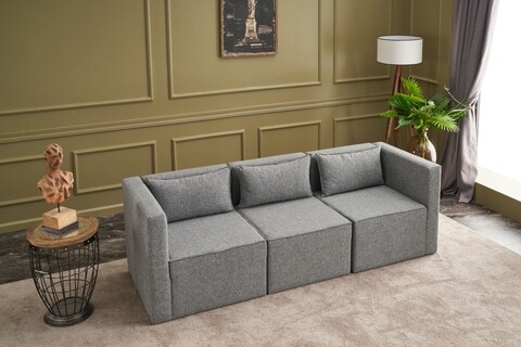 Canapea fixa moduler uclu koltuk , balcab home, 3 locuri, 80/62x80x72 cm, lemn, gri