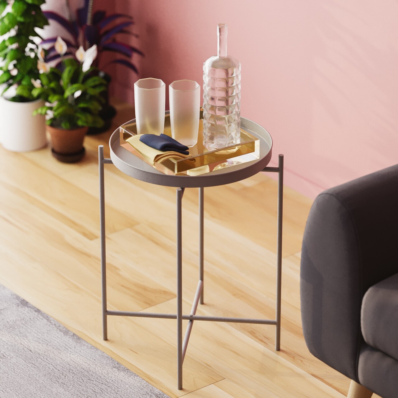 Masuta de cafea, Cerritos, Shb-007-C, 46x56x46 cm, Metal, Gri