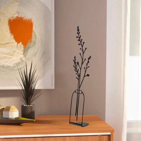 Decoratiune, flowerpot, 12x45 cm, metal, negru