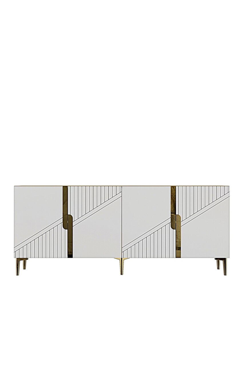 Consola, Hanah Home, Evva 150, 125x75x32 cm, Stejar Safir / Alb / Auriu — imaginea 6