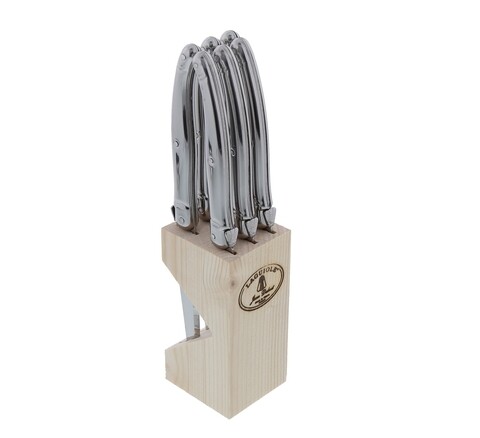 Set 6 cutite cu suport inalt laguiole, jean dubost, inox/lemn, argintiu