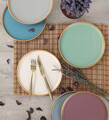 Set farfurii din ceramica pentru desert, Keramika, 275KRM1687, Ceramica , Dimensiune: 22 cm (6 bucăți), Albastru / Verde / Roz / Alb / Gri / Alb