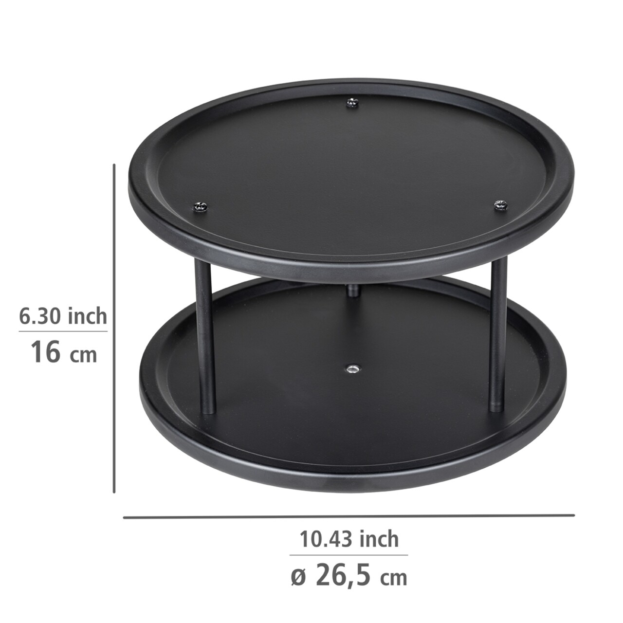 Organizator rotativ pentru depozitare, Wenko Duo Lazy Susan, Ø 26.5 x 15.5 cm, metal, negru - 1 | YEO