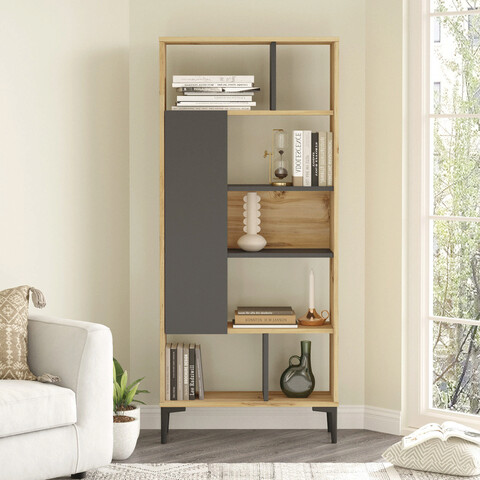 Corp biblioteca, locelso, ar4, 72x163.3x25 cm, pâslă / antracit