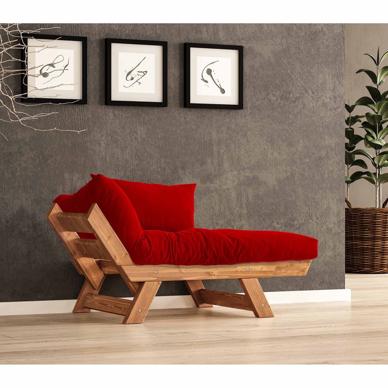 Fotoliu de gradina, Hanah Home, CPT8155-140, Tec / Roșu - view 2