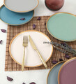 Set farfurii din ceramica pentru desert, Keramika, 275KRM1687, Ceramica , Dimensiune: 22 cm (6 bucăți), Albastru / Verde / Roz / Alb / Gri / Alb