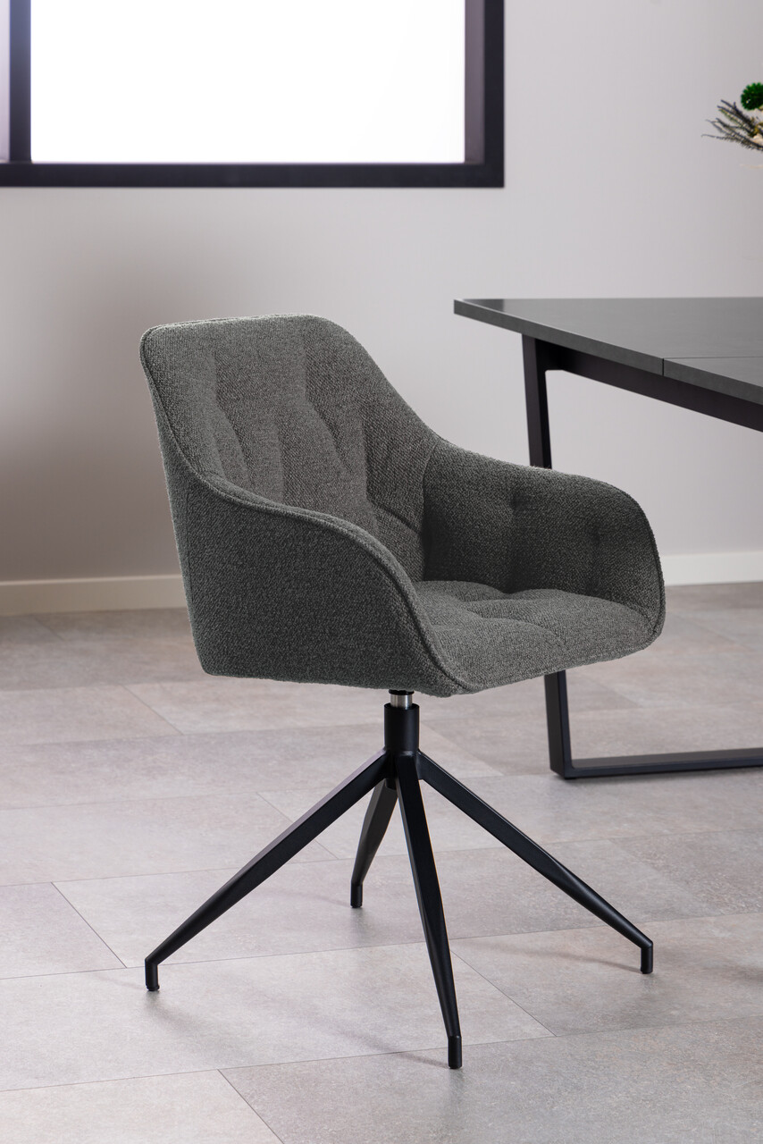 Scaun Brooke, Actona, 57x54.5x82 cm, rotativ, tesatura Boucle/otel, antracit - view 4