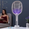 Paleta electrica anti-insecte reincarcabila 2 in 1 cu lumina UV, KL Rak, InnovaGoods, 44.5 x 18 cm, alb/gri