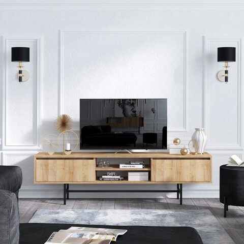 Comoda TV Matias, Elegance, 180x50x40 cm, natural/negru Elegance