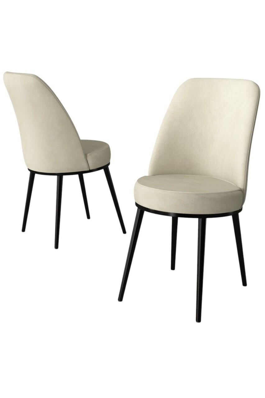 Set scaune 6 piese, Hanah Home, Jaxe, Crem/Negru — imaginea 2