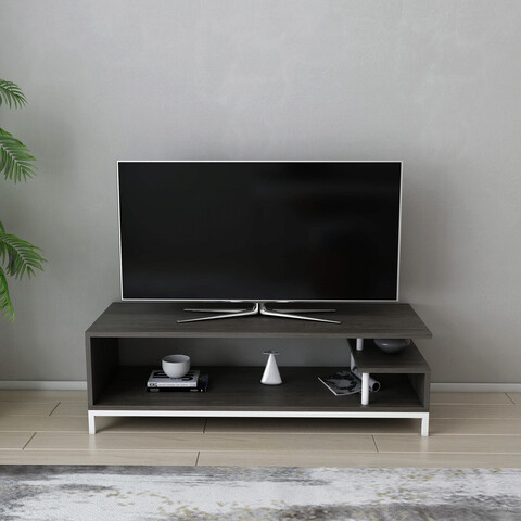 Comoda tv, retricy, reilly, 120x44.6x37.6 cm, pal, alb / gri închis