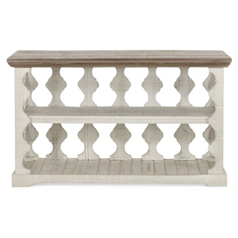 Consola accent, havalance, l.116 l.44 h.71, lemn de pin/pal, alb antichizat/grej