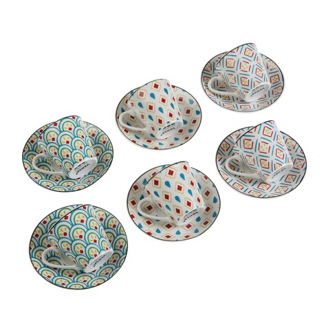 Set 6 cesti cu farfurie hilde, versa, portelan, multicolor