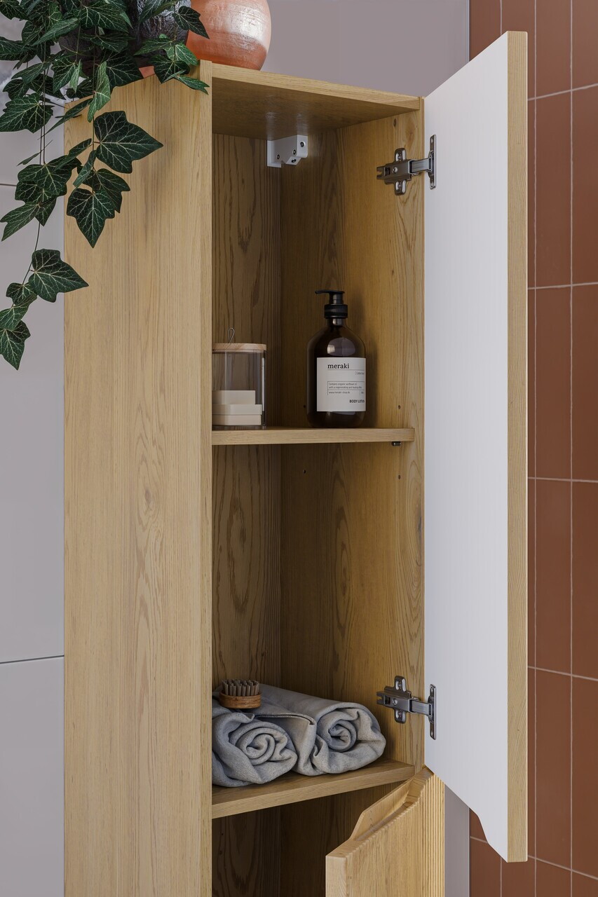 Set mobilier baie Nordic Cremona 60 cm, dulap inalt si masca lavoar, Comad, MDF/PAL, stejar - view 3