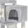 Ansamblu de joaca pisici / arbore pentru pisici, Feandrea, cu rampa pentru zgariat, 50x35x115 cm, PAL/plus/sisal, gri deschis
