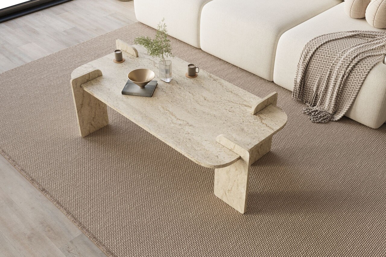 Masuta de cafea, Hanah Home, Lovge, 120x35x60 cm, Travertin - view 3