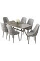 Set masa si scaune (7 piese), Hanah Home, Asel, Antracit / Crom / Gri