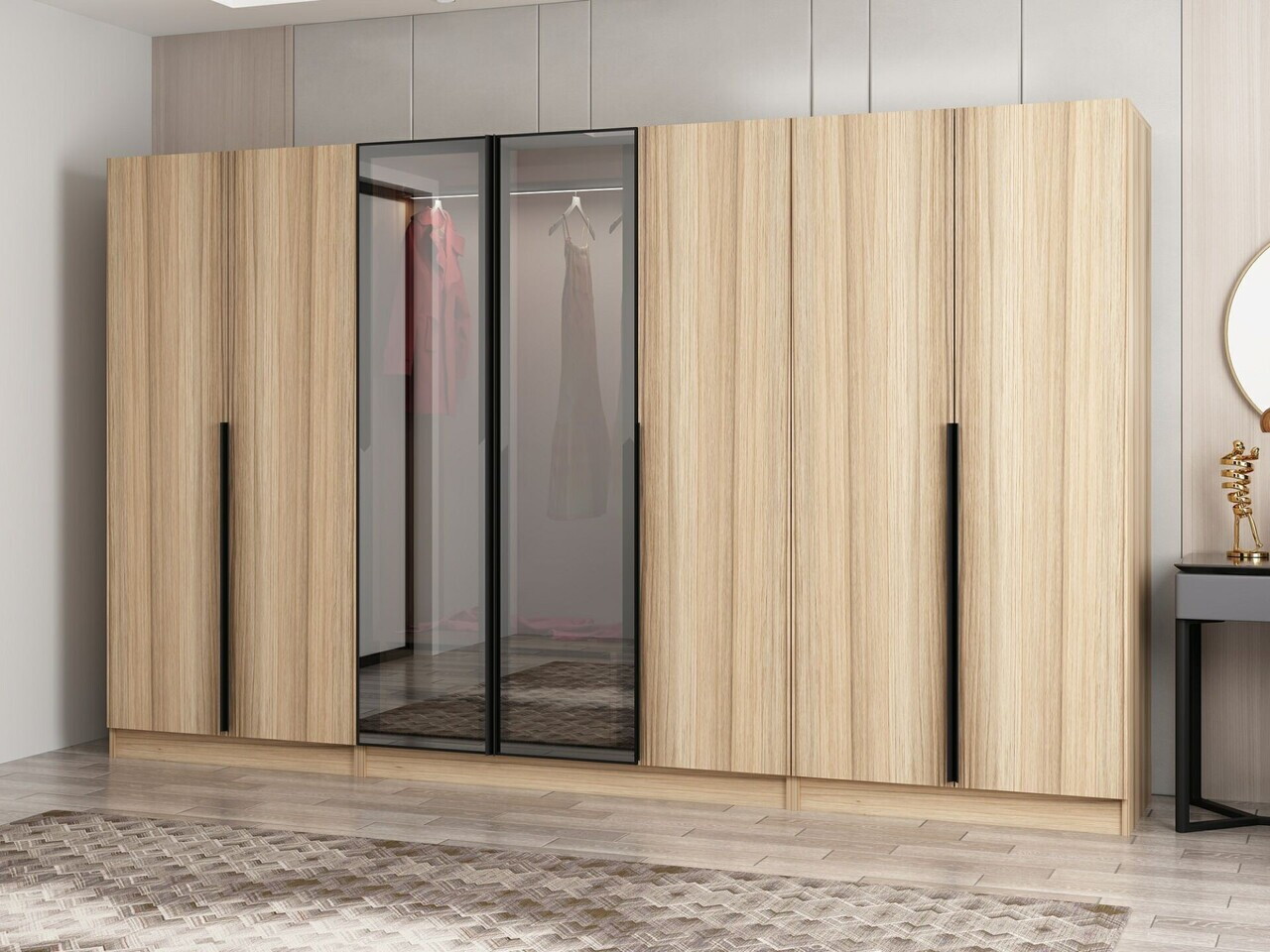 Dulap pentru haine, Hanah Home, Nisa, 315x210x52 cm, Dore — imaginea 4