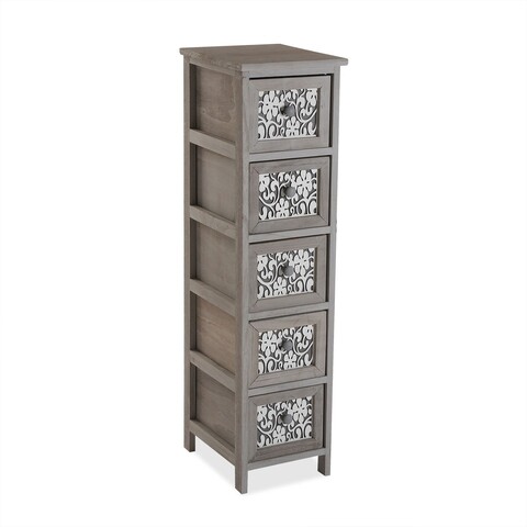 Dulap baie cu 5 sertare Ellison, Versa, 32 x 26 x 98 cm, lemn, gri