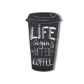 Decoratiune de perete, Coffee Cup, Metal, Dimensiune: 50 x 30 cm, Negru