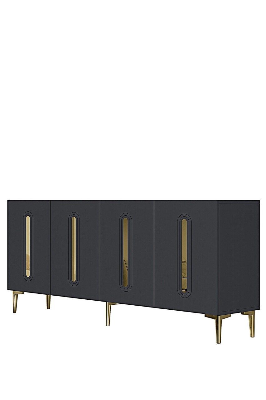 Consola, Hanah Home, Rany 180, 180x75x32 cm, Antracit / Aur — imaginea 4