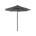 Umbrela pentru terasa, gradina, plaja, Songmics, D270 cm, 32 LED-uri cu incarcare solara, protectie solara UPF 50+, gri