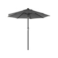 Umbrela pentru terasa, gradina, plaja, Songmics, D270 cm, 32 LED-uri cu incarcare solara, protectie solara UPF 50+, gri
