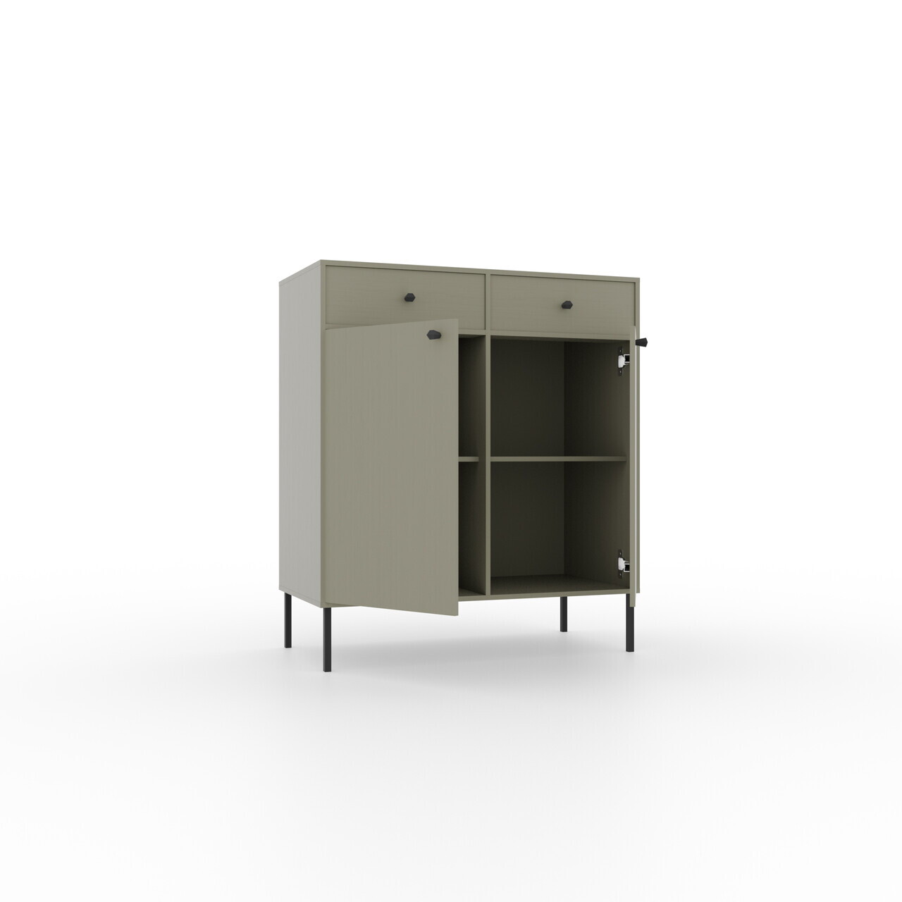 Comoda ADRK, Tili 2D 2S, 83.6x40.8x95 cm, PAL laminat, verde eucalipt — imaginea 3