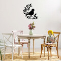 Decoratiune de perete, Branch And Bird, Metal, Dimensiune: 66 x 68 cm, Negru