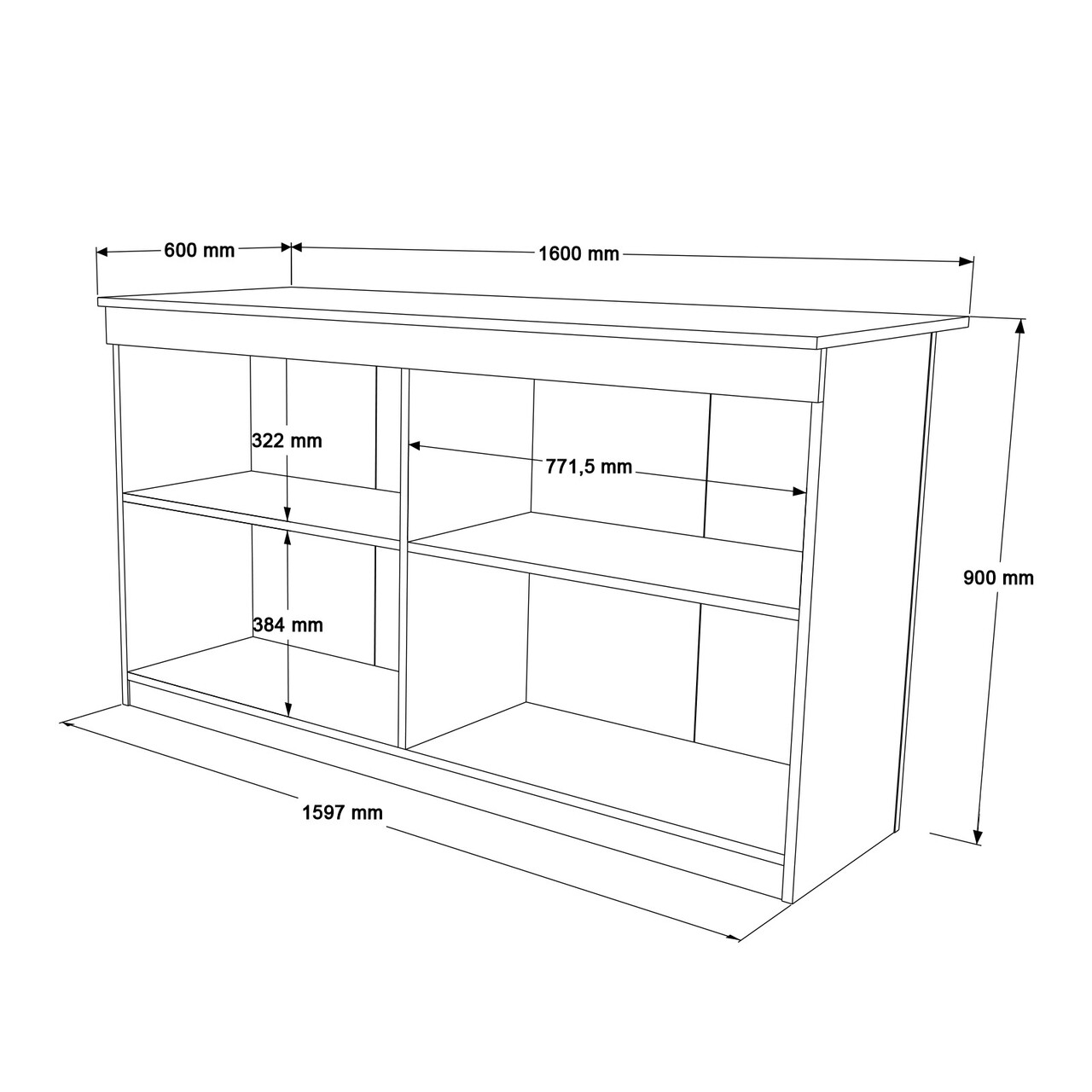 Masa de bucatarie, Hanah Home, OR1-W, 160x90x60 cm, Alb - view 8