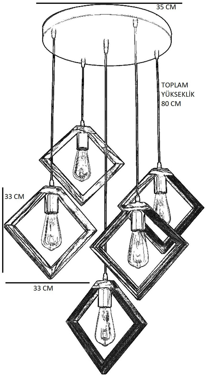 Lustra, Beacon, 890BCN1142, Lemn de carpen, Nuc / Negru