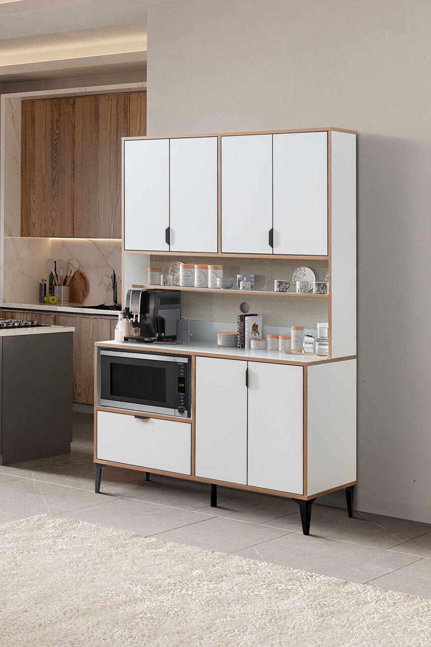 Dulap multifunctional, Hanah Home, Arden Coffee, 127x190x44 cm, Alb - imagine 4