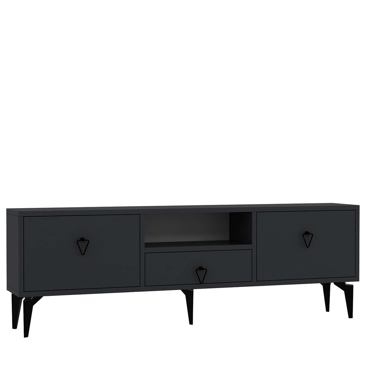 Comoda TV, Hanah Home, 1302-DROP-1, 140x49x30 cm, PAL , Antracit / Negru - view 4