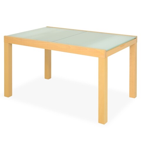 Masa dining extensibila, ibiza, 135/202 x 86 x 75 cm, mdf/sticla, natur