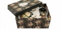 Set 2 cesti cu farfurie Warda, Duo, 200 ml, portelan, negru