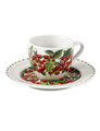 Set 4 cesti cu farfurie pentru cafea, Le Primizie v1, Brandani, D12.5x6.5 cm, 90 ml, portelan