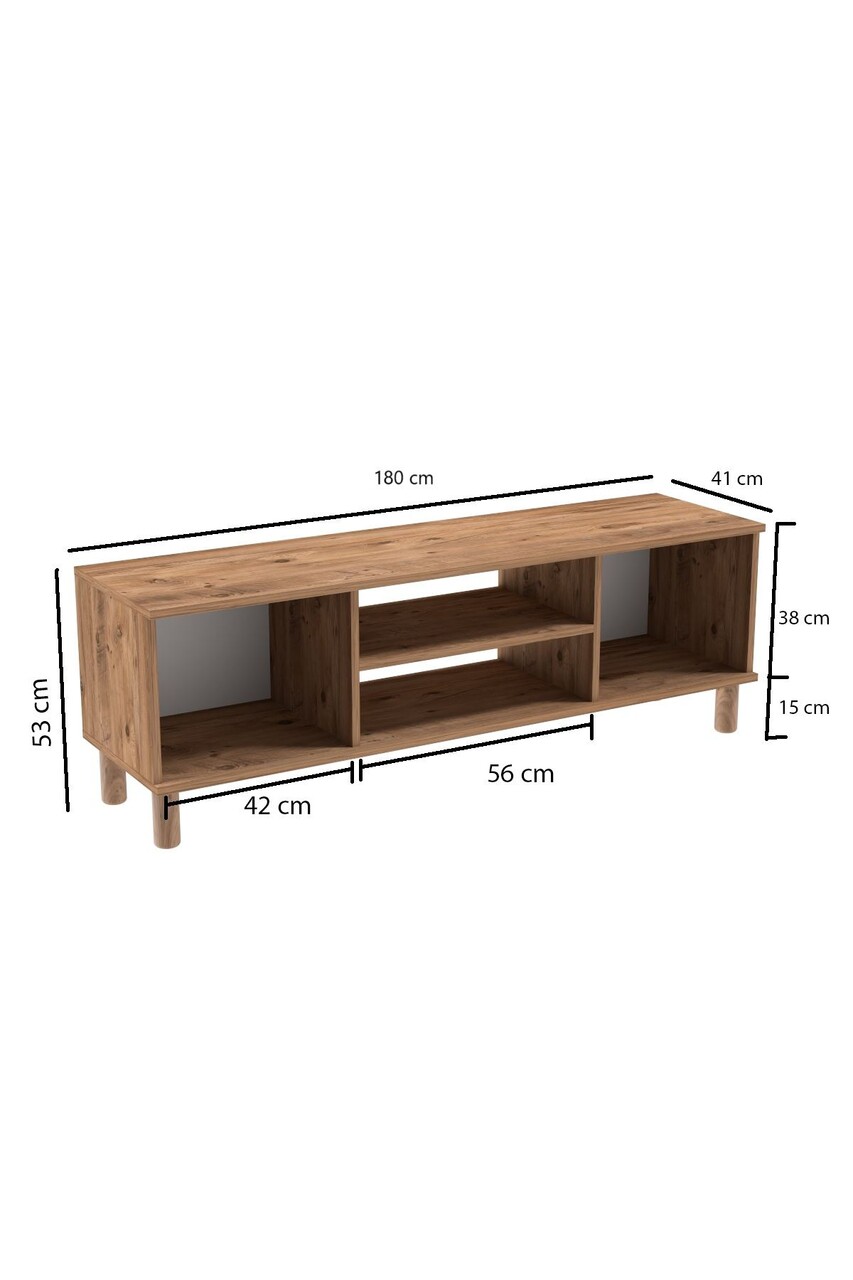 Comoda TV, Hanah Home, Serenta 150, 150x53x41 cm, PAL, Pin Atlantic / Alb