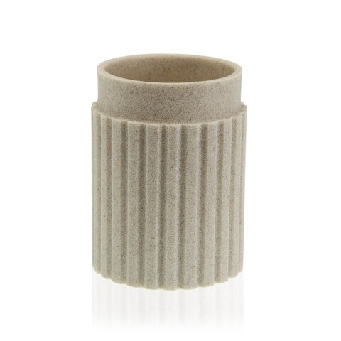 Suport periute si pasta de dinti sandstone, versa, Ø7.6x9.8 cm, polirasina