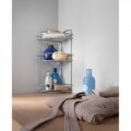 Etajera de colt pentru baie Onda, Metaltex, 22x22x53 cm, metal/invelis din Polytherm, argintiu