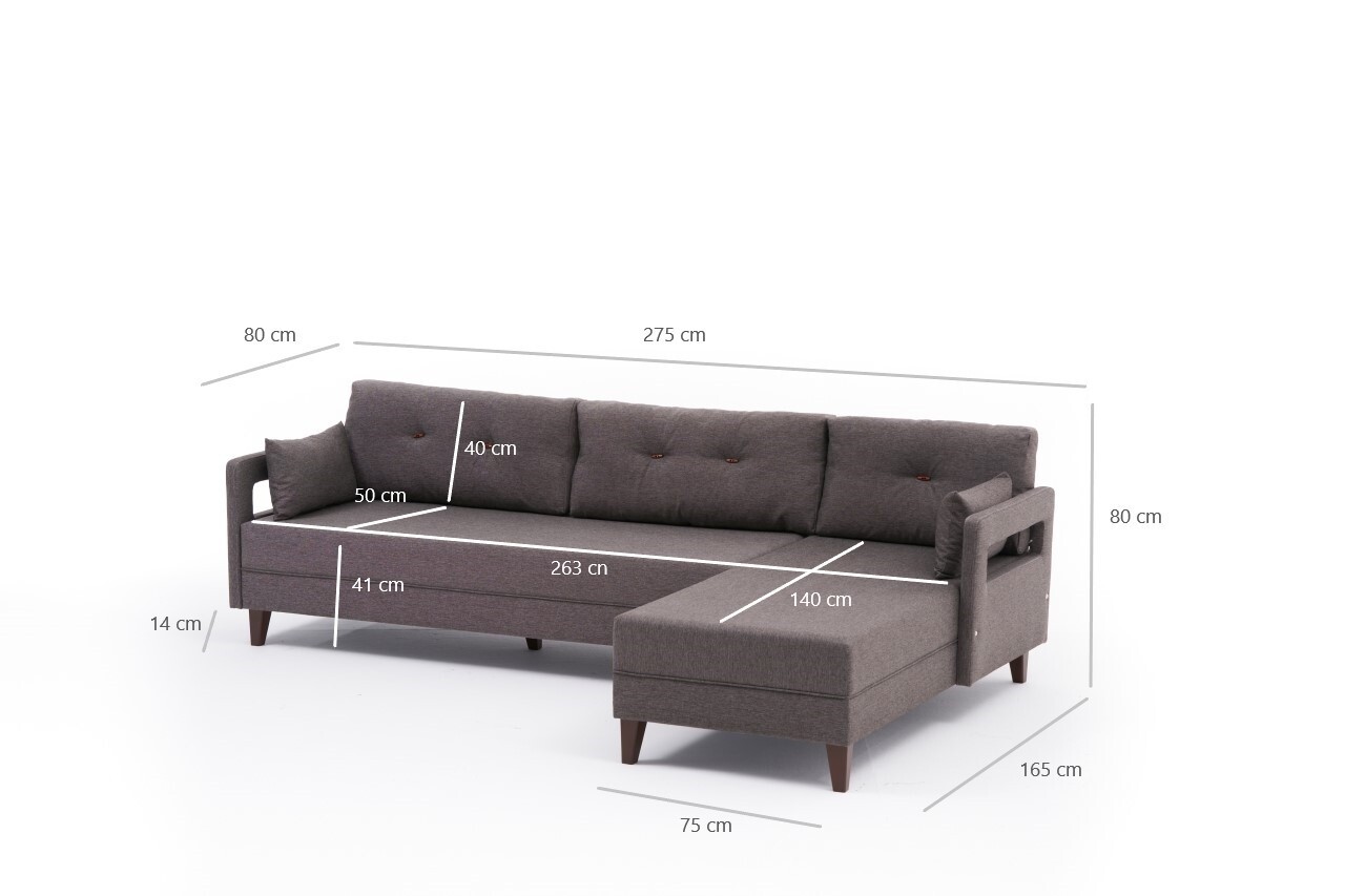 Coltar Pe Dreapta Comfort, Balcab Home, 275x80x80 Cm, Lemn, Maro