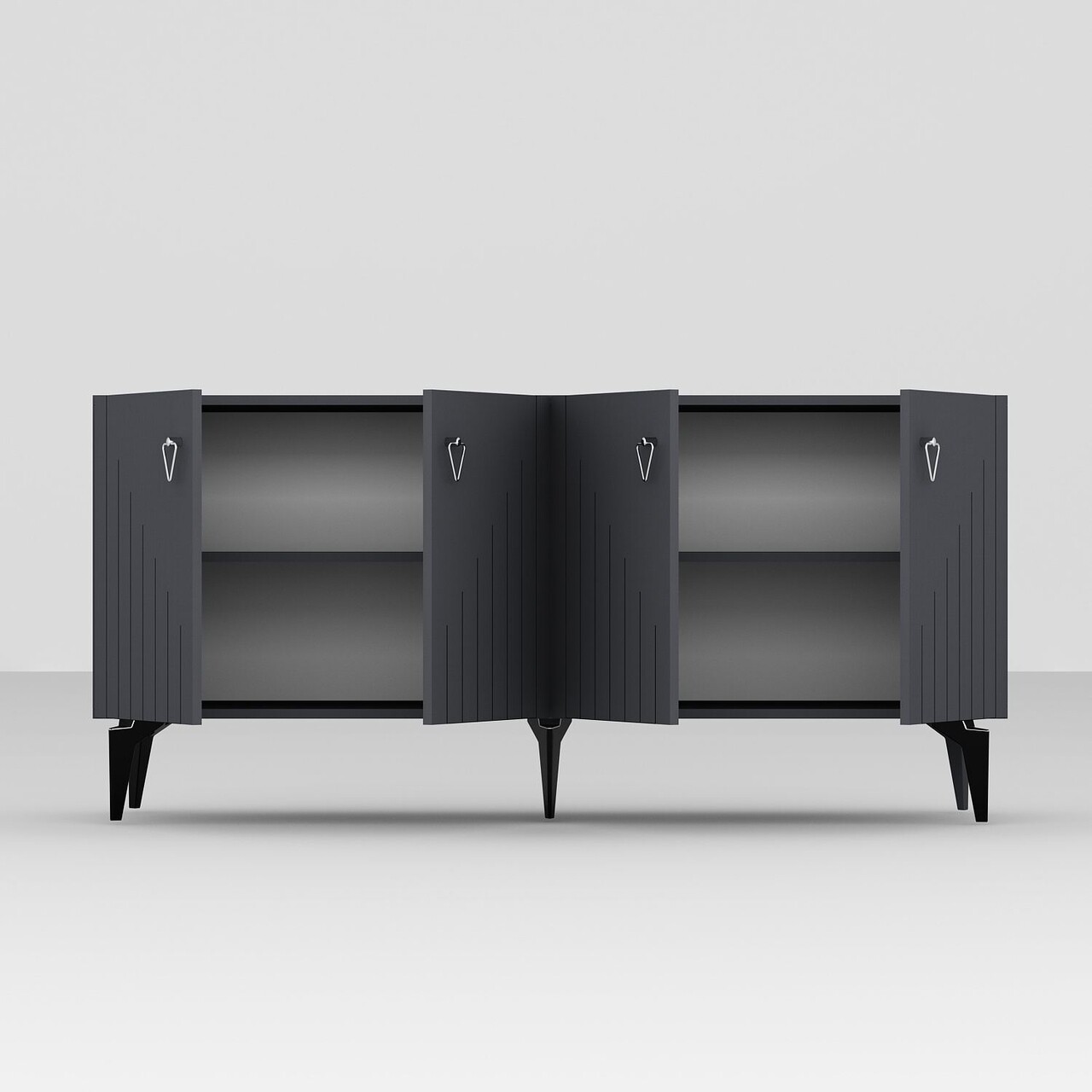 Consola, Hanah Home, Meda, 150x79x40 cm, PAL , Antracit / Argintiu - view 6