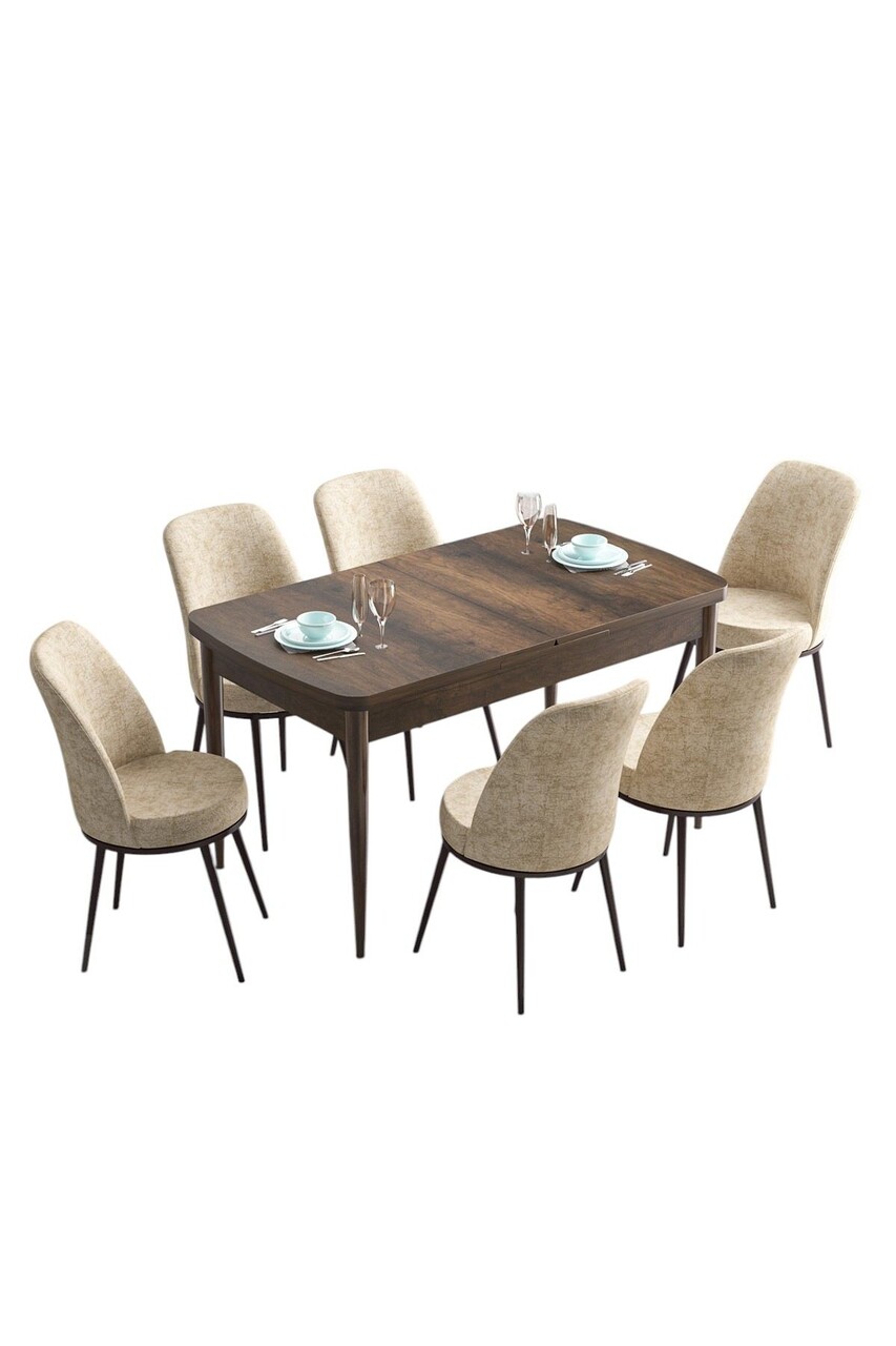Set masa extensibila si scaune, Hanah Home, Han, Baroc / Crem - view 2